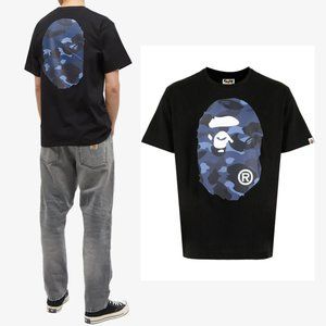BAPE T-Shirt ABC Camo Big Ape Head Black/Blue - NEW